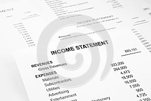 Income statement reports for business accounting photo