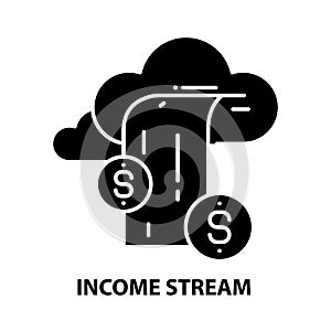 income stream icon, black vector sign with editable strokes, concept illustration