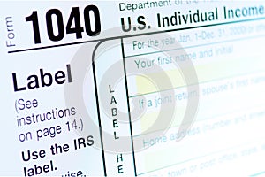 Income Tax Return Deduction Form 1040 on Computer Monitor