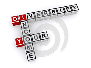 Income your diversify word block photo