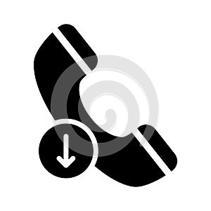 Incoming call glyph flat vector icon
