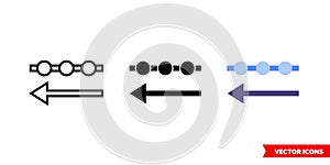 Incoming data icon of 3 types color, black and white, outline. Isolated vector sign symbol