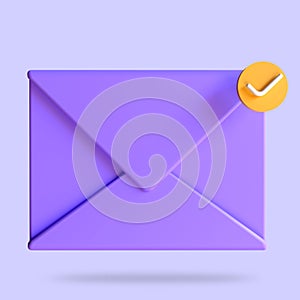 Incoming e-mail notify. Online mail concept, unread mail notification, newsletter new message alert. 3d rendering illustration