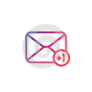 Incoming message icon with notification, linear