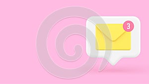 Incoming message newsletter email internet chat notification quick tips 3d icon realistic vector