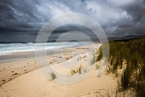 Incoming storm at Bay of Fires, Tasmania, Australia