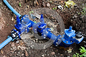 Incoming water meter valve arrangement to supply new building