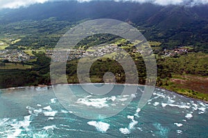 Incoming waves in Kaahului bay on Maui`s eastern coast