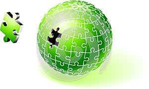 Incomplete Green Globe Puzzle photo