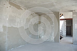 Incomplete plastering house room renovation and remodeling with doorway