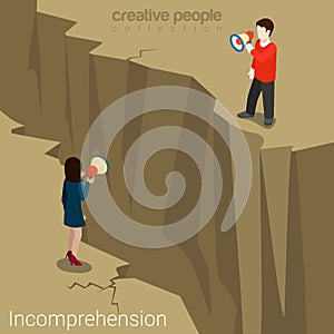 Incomprehension couple man woman business flat vector isometric photo