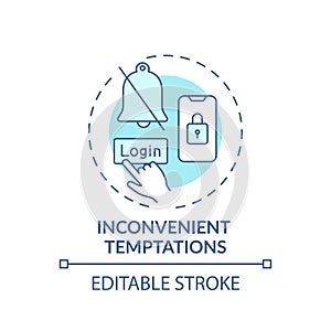 Inconvenient temptations concept icon
