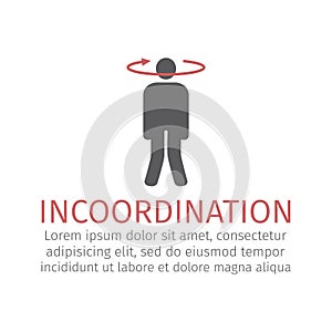 Incoordination flat icon. Vector sign for web graphic.