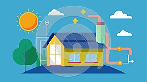 Incorporating a passive solar design to maximize natural heating and cooling.. Vector illustration. photo