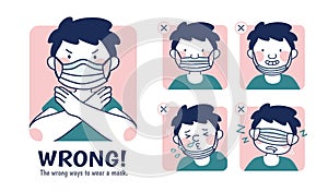 Incorrect examples of wearing masks photo