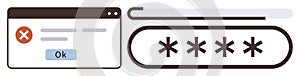 Incorrect Password Entry and Security Authentication Error Concept
