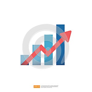 increase chart graph fla Icon. Business investment growing up symbol vector illustration