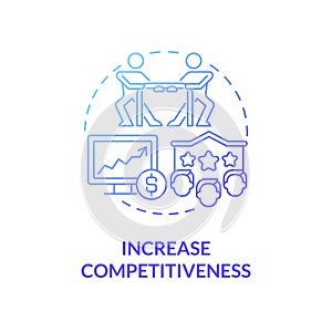 Increase competitiveness blue gradient concept icon