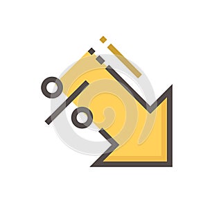 Percent decrease vector design, 48x48 pixel perfect and editable stroke