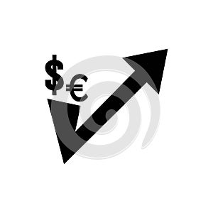 Increase or decrease in dollar or euro currency,icon vector illustration design