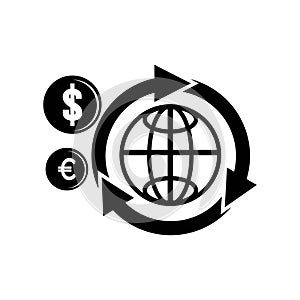 Increase or decrease in dollar or euro currency,icon vector illustration design
