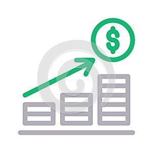 Increase dollar vector color line icon