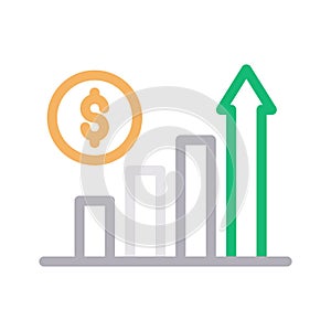 Increase dollar Search vector colour line icon