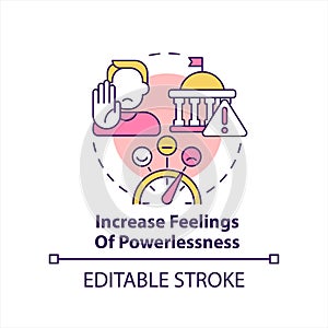 Increase feelings of powerlessness concept icon photo