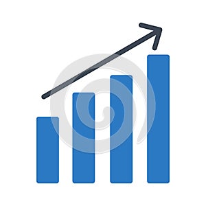 Increase glyph color flat vector icon