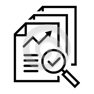 increase graph business report icon, approved finance document vector, with magnifier tick