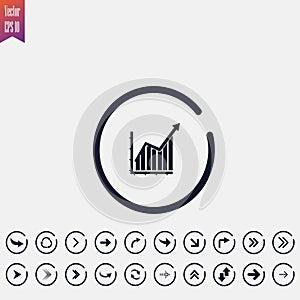 increase graph icon, vector illustration. flat icon. arrow