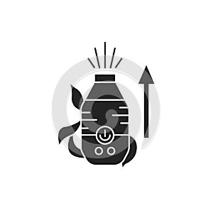 Increase the humidity in room black glyph icon. The process of creating more comfortable conditions for plants. Pictogram for web