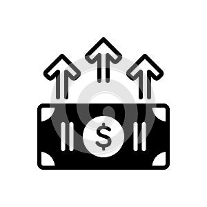 Black solid icon for Increase, upturn and upsurge photo