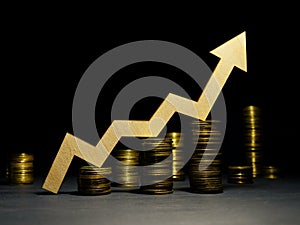 Increase of profit. Money and growth up arrow. Success in business photo
