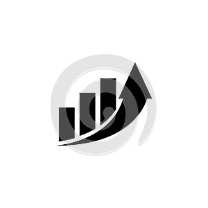 Increase Profit Graph, Growing Arrow Flat Vector Icon