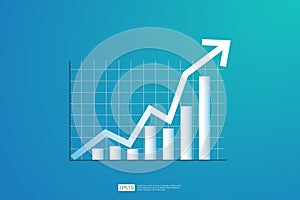 Increase profit sales diagram. business chart growth in flat style design. increasing graph investment revenue with line arrow