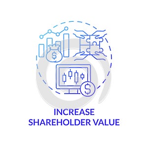 Increase shareholder value blue gradient concept icon