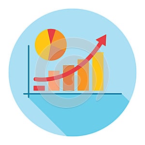 increase shown in bar graph and chart. Vector illustration decorative design