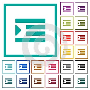 Increase text indentation flat color icons with quadrant frames photo