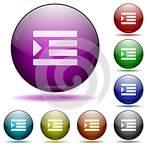 Increase text indentation icon in glass sphere buttons photo