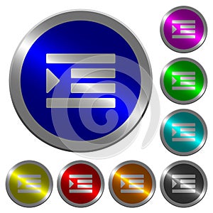 Increase text indentation luminous coin-like round color buttons