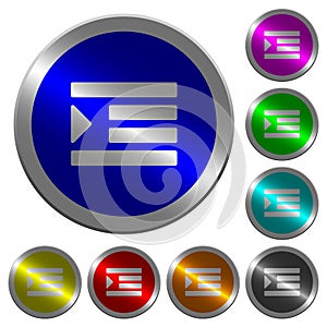 Increase text indentation luminous coin-like round color buttons photo
