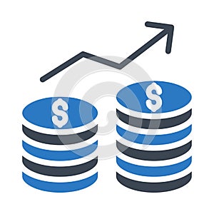 Increase glyph color flat vector icon