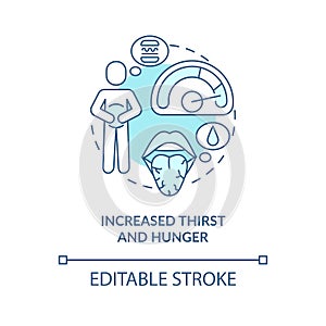 Increased thirst and hunger concept icon