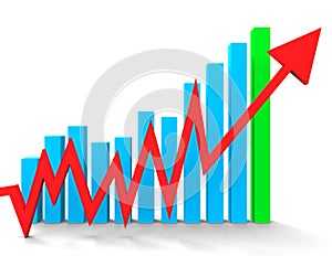 Increasing Graph Shows Financial Report And Advance