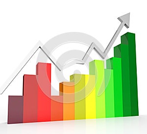 Increasing Graph Shows Financial Report And Biz