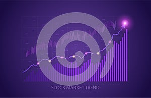 Increasing upward stock market trend with graph