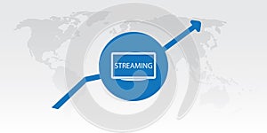 Increasing Usage Ratio of New Modern Digital Sreaming Platforms - Cord Cutting Concept with World Map and Arrow Symbol