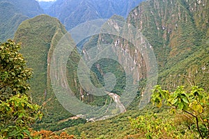 Incredible Aerial View of Aguas Calientes Town and Urubamba River as Seen from Mt. Huayna Picchu, Machu Picchu