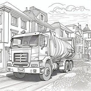 Incredible Coloring Pages of Construction Cement Truck. Generative AI